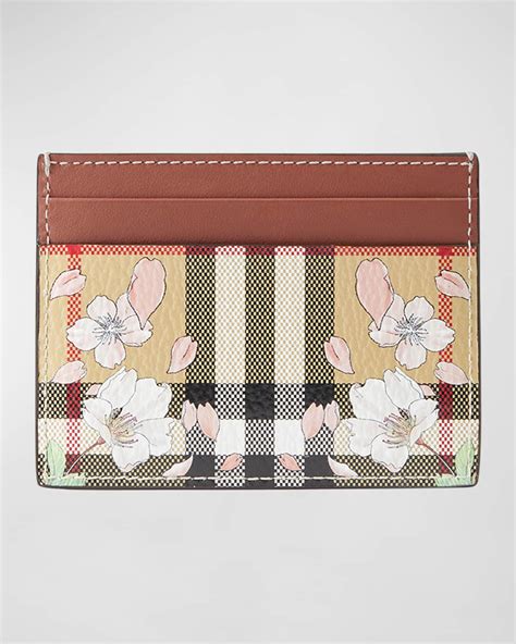 Burberry Sandon Vintage Check & Cherry Blossoms Card Case